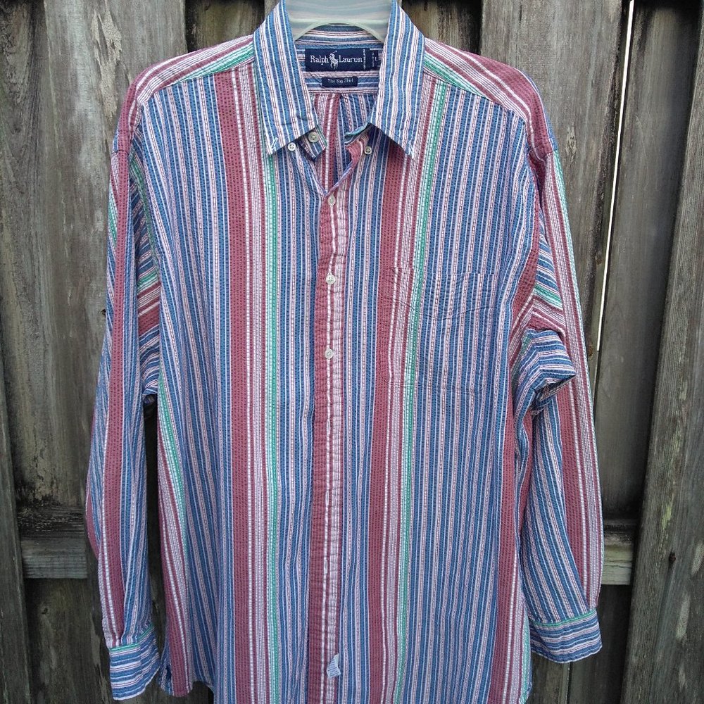 Ralph Lauren seersucker striped button down shirt